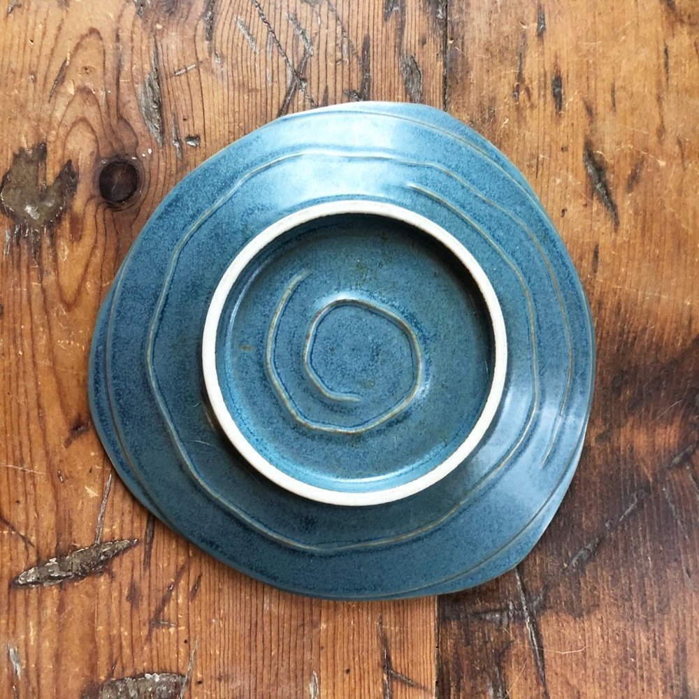 Handmade Blue Ceramic Dessert Plate 6.25" - Picture 5 of 5